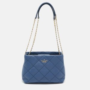 luxury-women-kate-spade-used-handbags-p1150855-012 Kate Spade Blue Quilted Leather Emerson Place Phoebe Shoulder Bag