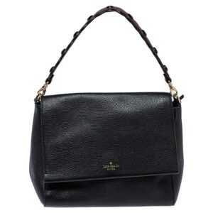 Kate Spade Black Leather Flap Satchel