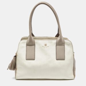 Kate Spade Off White/Grey Leather Double Zip Satchel