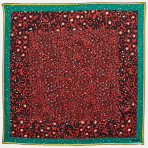 Kenzo Red Leopard Print Silk Scarf