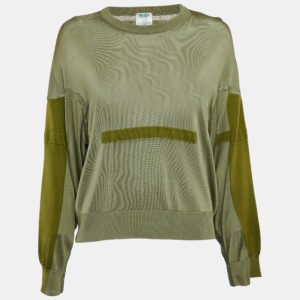 Kenzo Green Knit Button Detail Sweatshirt S