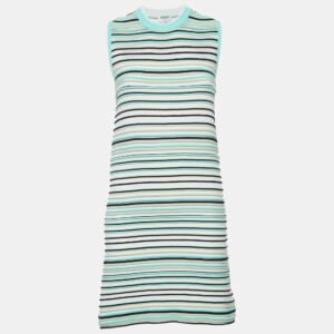 Kenzo Green Stripe Textured Knit Mini Dress M