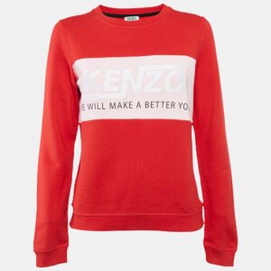 Kenzo Red Logo Embroidery Crewneck Sweatshirt S