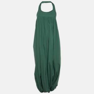Kenzo Green Cotton Halter Neck Harem Wrap Jumpsuit L