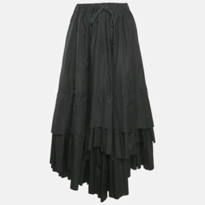 Kenzo Black Cotton Tiered Long Skirt M