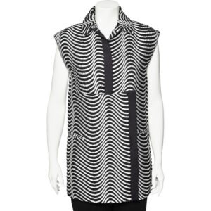 Kenzo Monochrome Patterned Jacquard Asymmetric Detail Sleeveless Jacket M