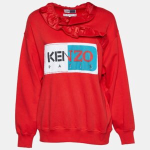 Kenzo Red La Collection Memento N&deg;1 Cotton Ruffled Neck Sweatshirt S