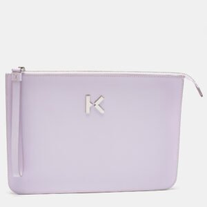 Kenzo Lilac Leather Flat Wristlet Pouch