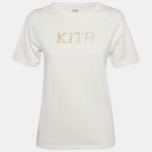 Kith White Floral Logo Print Jersey T-Shirt XL