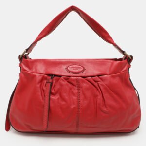 luxury-women-lancel-used-handbags-p1131588-001 Lancel Red Pleated Leather Satchel