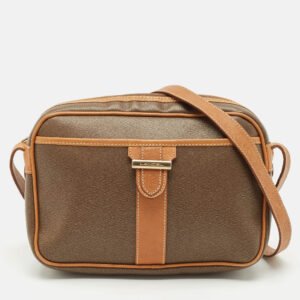 Lancel Brown/Tan Coated Canvas and Leather Camera Shoulder Bag