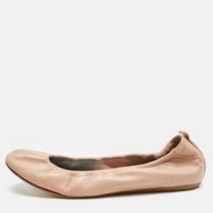 Lanvin Dusty Pink Leather Scrunch Ballet Flats Size 40