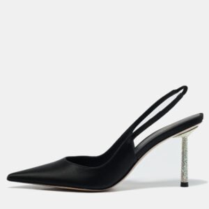 Le Silla Black Bella Satin Slingback Pumps Size 41