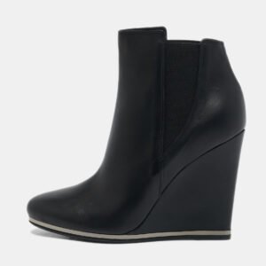 Le Silla Black Leather Wedge Ankle Boots Size 39