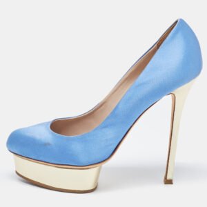 Le Silla Blue Satin Platform Pumps Size 39.5