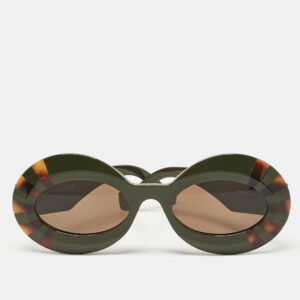 Loewe Green/Black LW400911 Anagram Frame Oval Sunglasses
