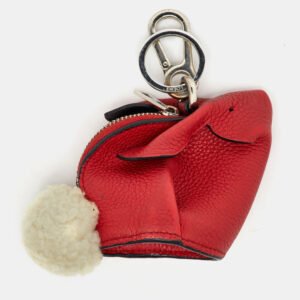 Loewe Red Leather Rabbit Purse Bag Charm