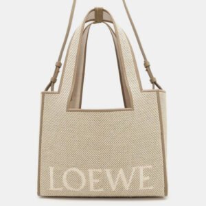 Loewe Ecru Canvas Size Medium Font Tote Bag