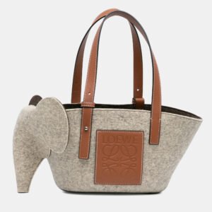 Loewe Grey Small Felt Elephant Basket Tote