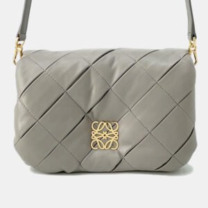 Loewe Pearl Grey Lambskin Goya Puffer Shoulder Bag