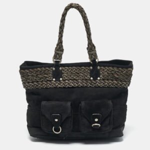 Loewe Black Suede Braided Chain Pocket Tote