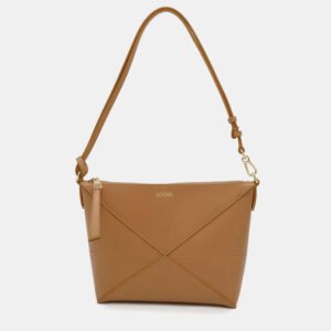 Loewe Puzzlefold Warm Dessert Shiny Nava Calf Leather Pouch