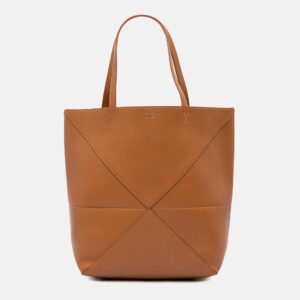 Loewe Brown Medium Shiny Calfskin Puzzle Fold Tote