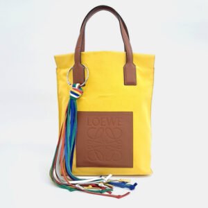 Loewe Brown Yellow Canvas and Leather Loewe Brown Yellow Fabric tote bag