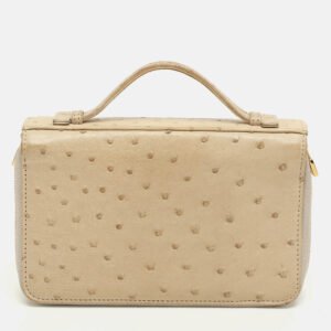 Loro Piana Ivory Ostrich Zip Around Wallet