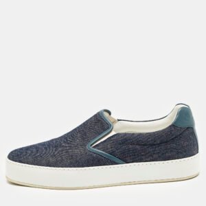 Loro Piana Navy Blue Denim Slip On Sneakers Size 37