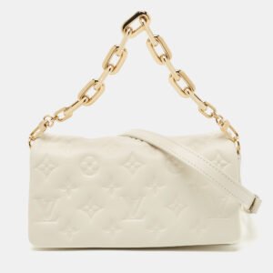 Louis Vuitton White Monogram Embossed Leather Pochette Coussin Bag