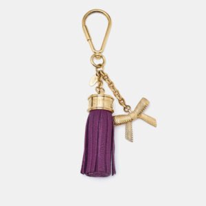 Louis Vuitton Leather Tassel Bow Gold Tone Bag Charm