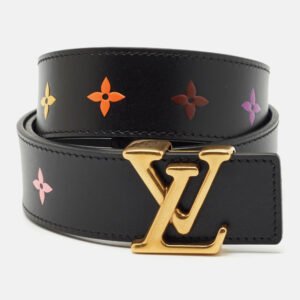 Louis Vuitton Black Leather LV New Wave Belt 80 CM