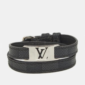 Louis Vuitton Damier Graphite Canvas Silver Tone Wrap Bracelet