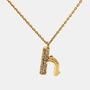Louis Vuitton  LV & Me Crystals Letter H Gold Tone Neckalce
