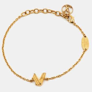 Louis Vuitton LV & Me Letter V Gold Tone Bracelet