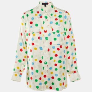 louis vuitton x yayoi kusama white painted dots silk shirt s