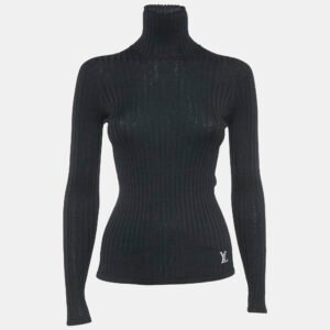 luxury-women-louis-vuitton-used-clothes-p1147232-005 Louis Vuitton Black Rib Knit Turtleneck Pullover XS