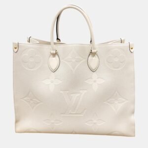 Louis Vuitton On The Go Gm Monogram Shoulder Empreinte Beige Tote Bag