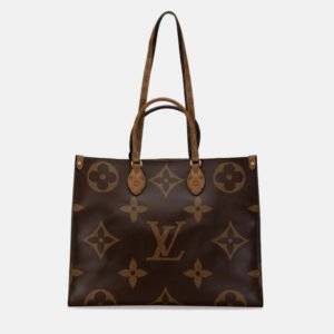 Louis Vuitton Brown Pvc Leather Monogram Giant Reverse On-The-Go Gm Tote Bag