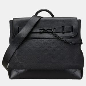 Louis Vuitton Noir Black Taurillon Leather Monogram Eclipse Steamer Pm Handbag
