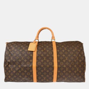 Louis Vuitton Brown Monogram Canvas Keepall 60 Duffle Bag