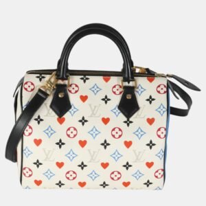 Louis Vuitton White Canvas Game On Speedy Bandouliere 25 Bag