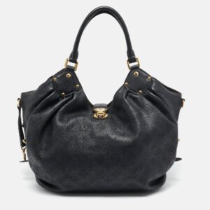 luxury-women-louis-vuitton-used-handbags-p1121999-015 Louis Vuitton Black Monogram Mahina Leather Solar PM Bag
