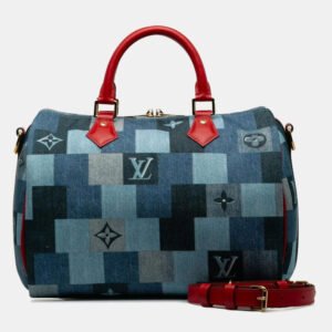 Louis Vuitton Monogram Denim Speedy Bandouliere 30 Square Patchwork Shoulder Bag