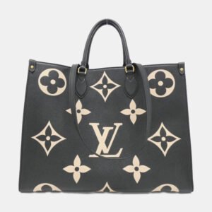 Louis Vuitton Beige Black Monogram Empreinte Leather OnTheGo GM Handbag