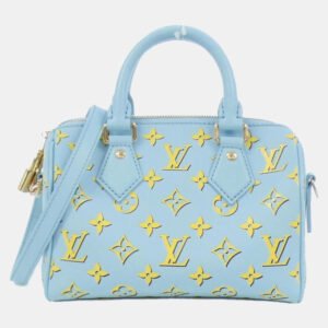 Louis Vuitton Baby Blue Leather Speedy Bandouliere Boston Bag