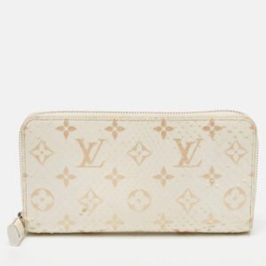 Louis Vuitton White/Gold Monogram Python Zippy Wallet