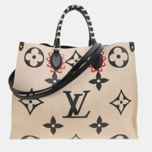 Louis Vuitton Beige Giant Monogram Empreinte OnTheGo GM Tote Bag