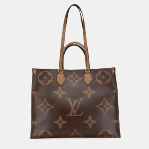 Louis Vuitton Brown Leather Monogram Giant Reverse OnTheGo GM Shoulder Bag